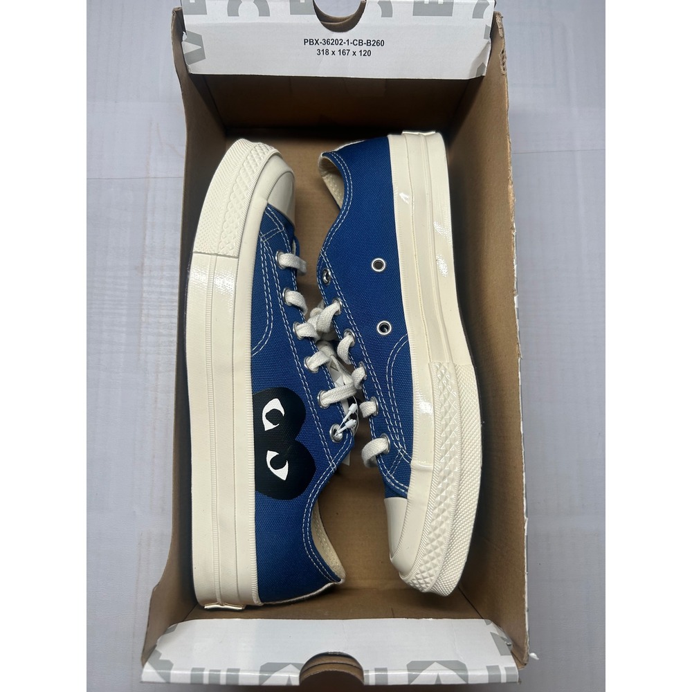 Comme Des Garçons PLAY x Converse Chuck 70 Low Blue Quartz Size 7 171848C New